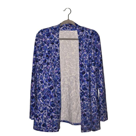 ISAAC MIZRAHI LIVE! NEW $74‎ Floral Printed Long Cardigan w/ Side Slits Medium - Picture 1 of 3